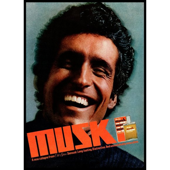 1974 Old Spice Musk Cologne Vintage Print Ad Headshot Distinctive Sensual Decor - Picture 1 of 1